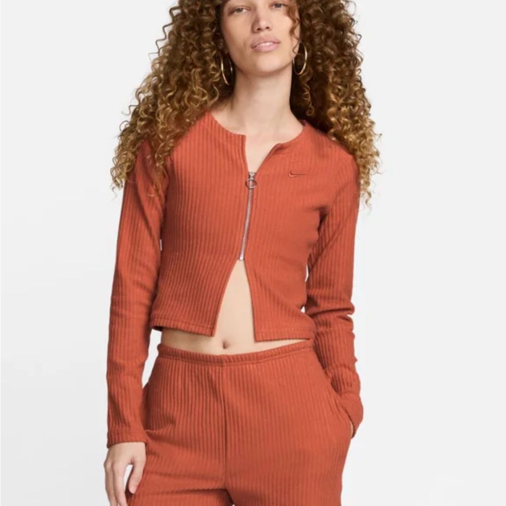 Nike Burnt Orange Ribbed Cardigan